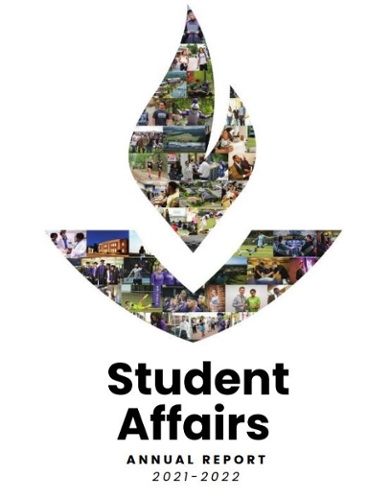 Student Affairs annual report cover of the MGA flame.